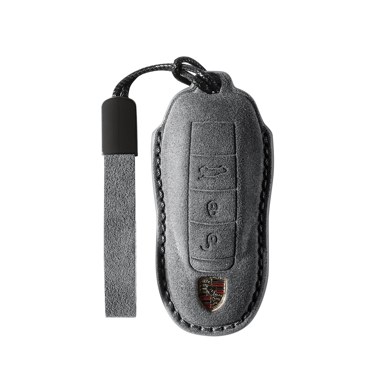 Alcantara Car Key Fob Cover for Porsche | Model A with Buckle - Space Grey
