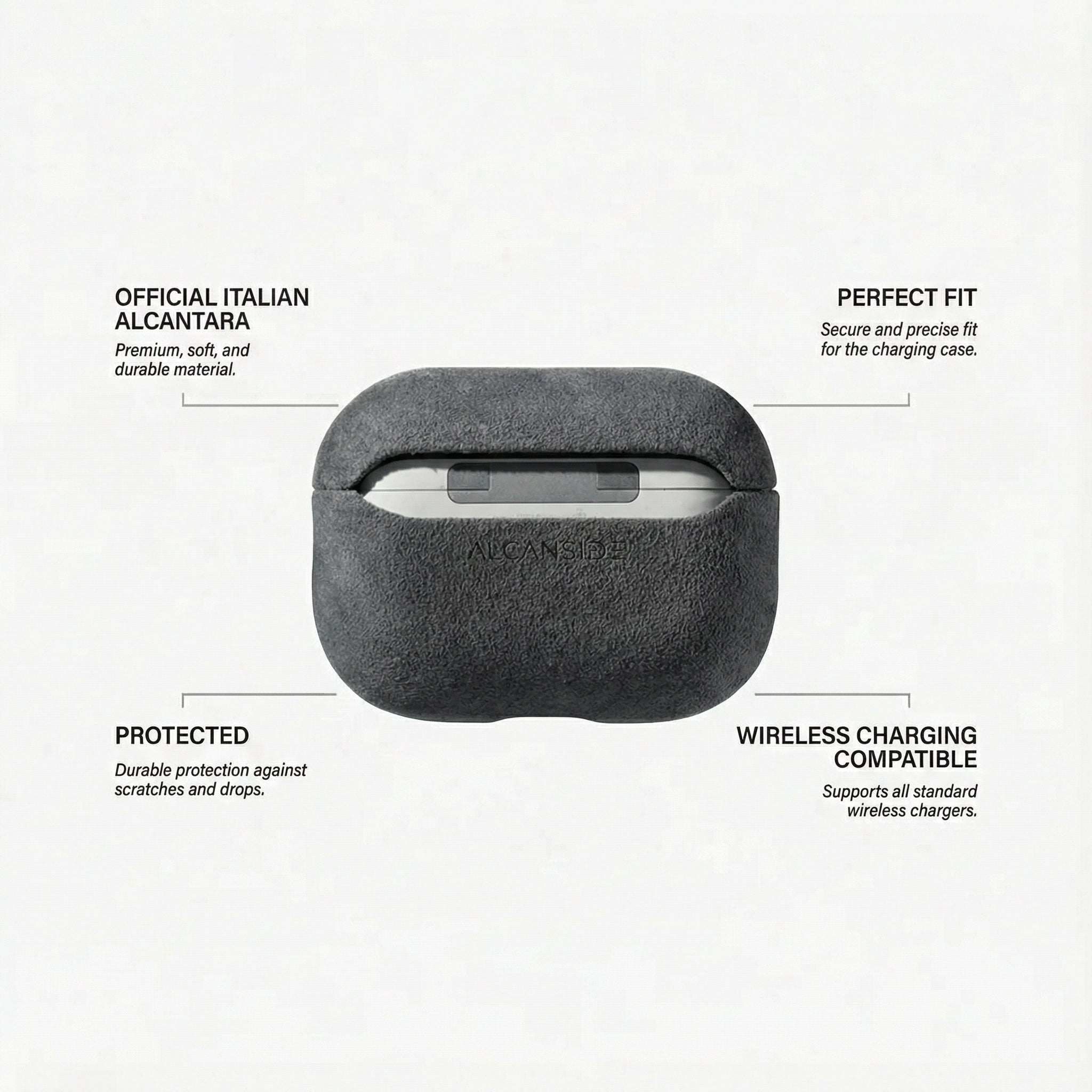 AirPods Pro (2nd Generation) Alcantara Case - Space Grey - Alcanside