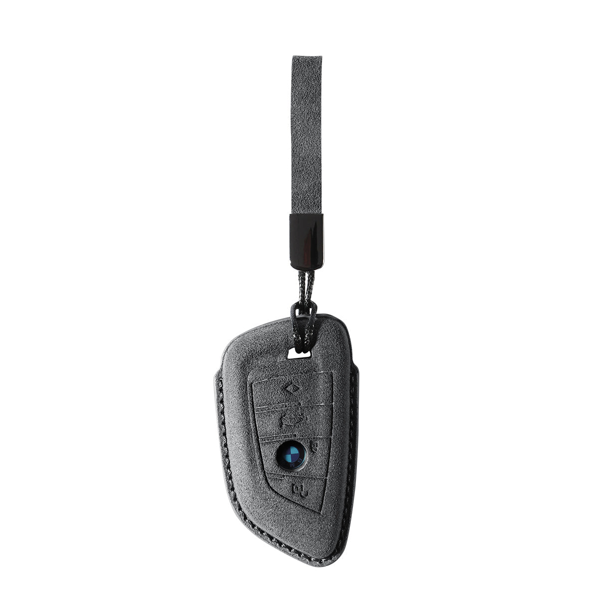 Alcantara Car Key Fob Cover for BMW | Model E with Buckle - Space Grey - Alcanside