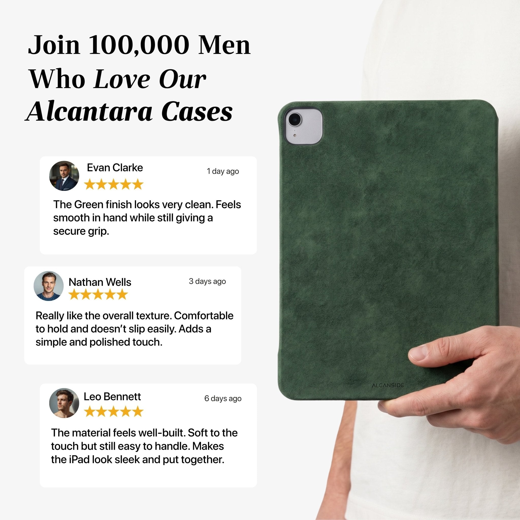 Alcantara iPad Cover - For iPad Air 11 inch (2024/2026) - Midnight Green - Alcanside