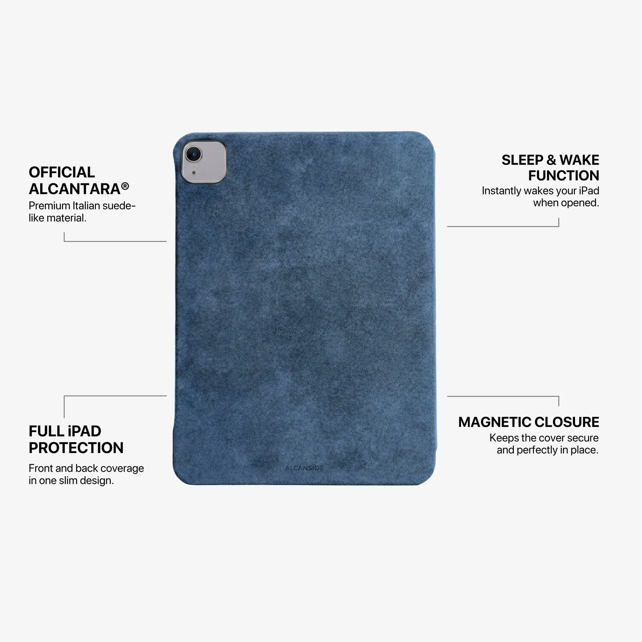 Alcantara iPad Cover - For iPad Air 11 inch (2024/2026) - Ocean Blue - Alcanside