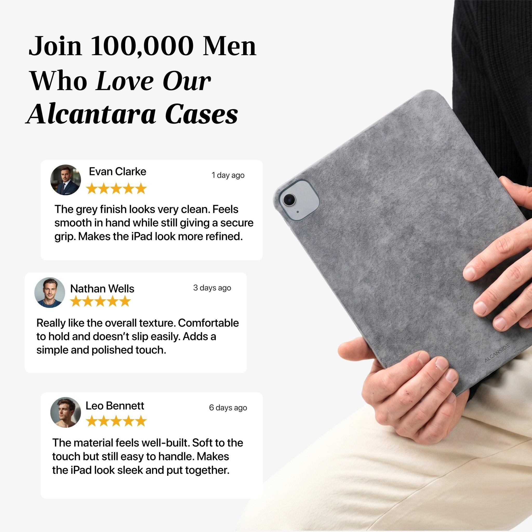 Alcantara iPad Cover - For iPad Air 2026 (13 inch) - Nardo Gray - Alcanside