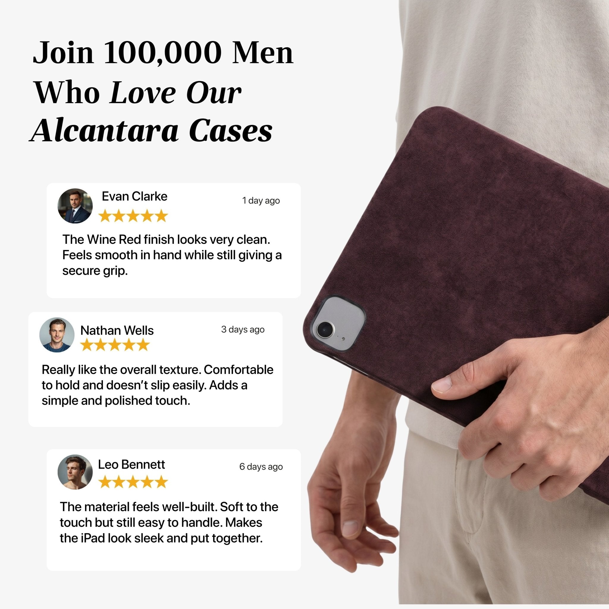 Alcantara iPad Cover - For iPad Air 2026 (13 inch) - Wine Red - Alcanside