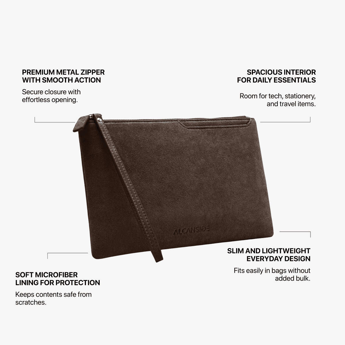 Alcantara Pouch - Chocolate brown - Alcanside