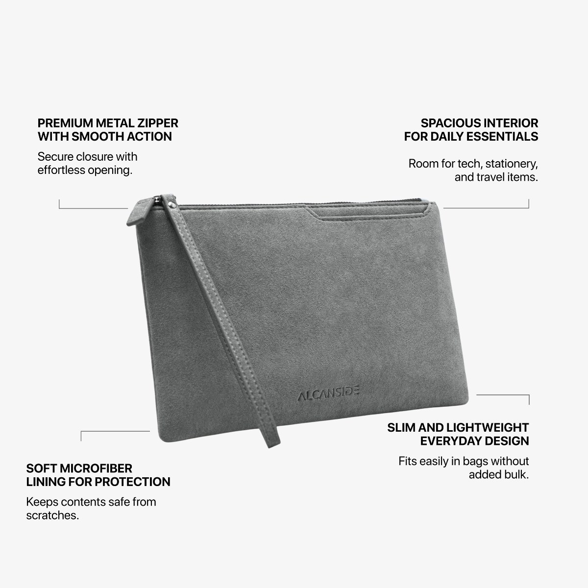 Alcantara Pouch - Nardo Gray