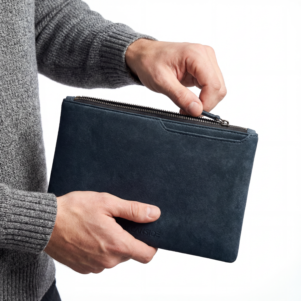 Alcantara Pouch - Navy Blue