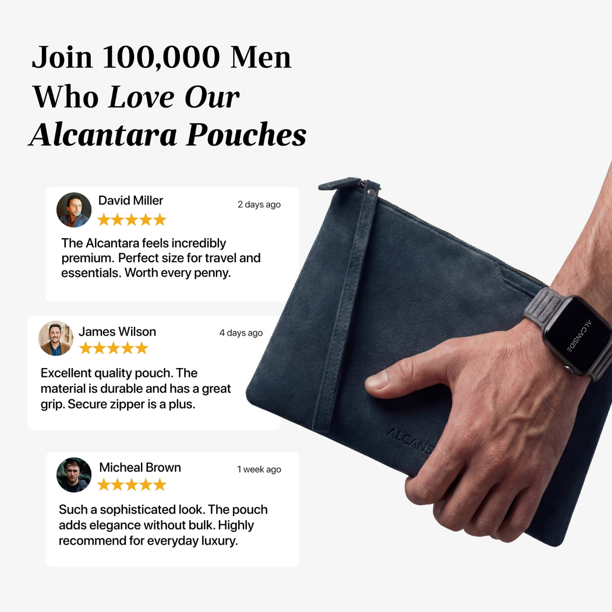 Alcantara Pouch - Navy Blue