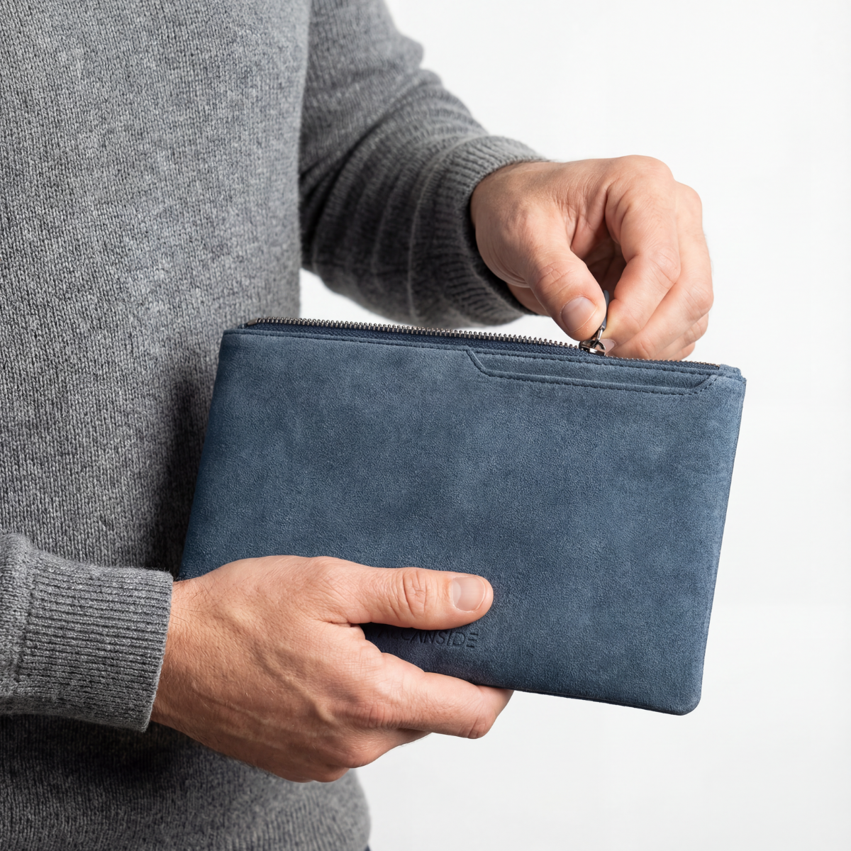 Alcantara Pouch - Ocean Blue