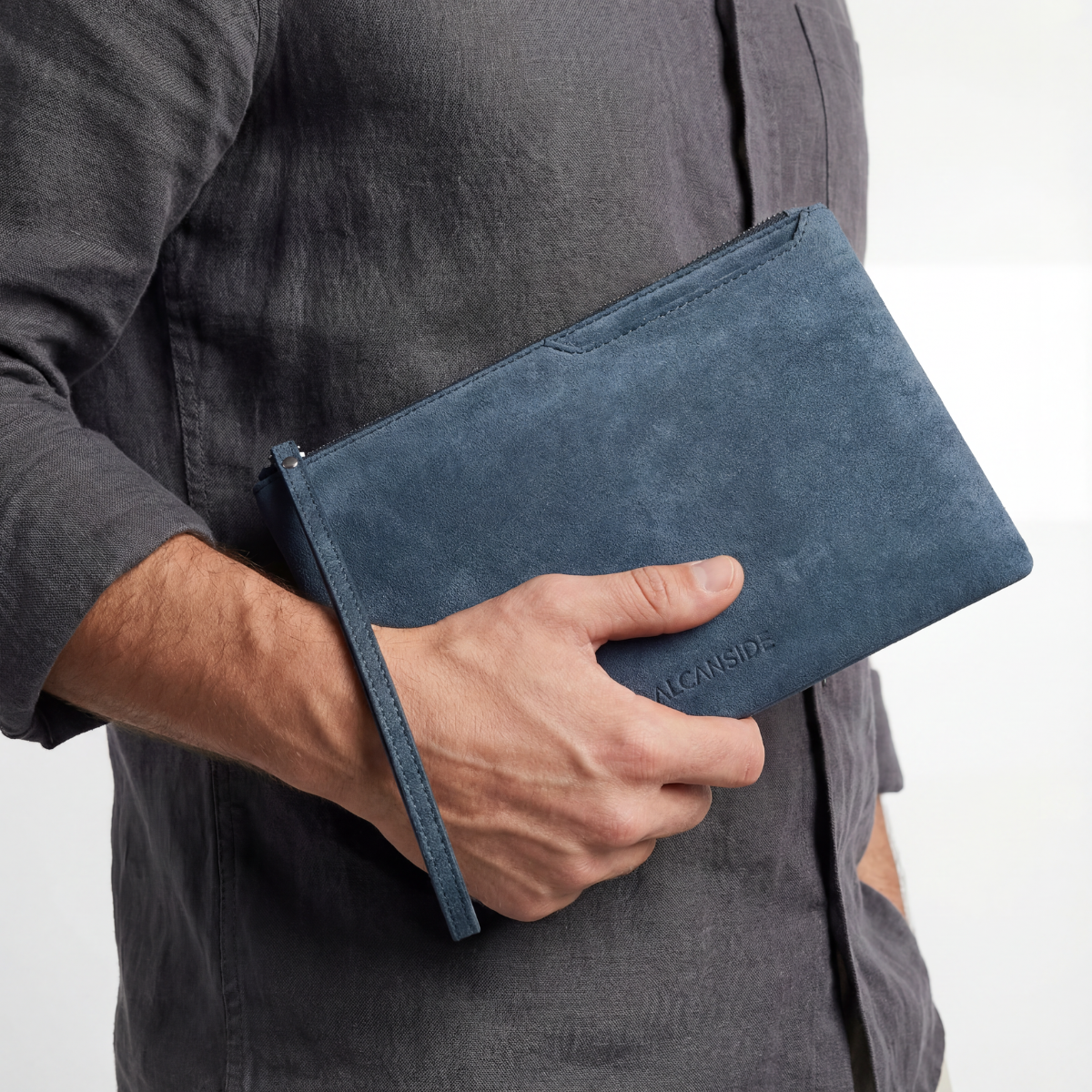 Alcantara Pouch - Ocean Blue