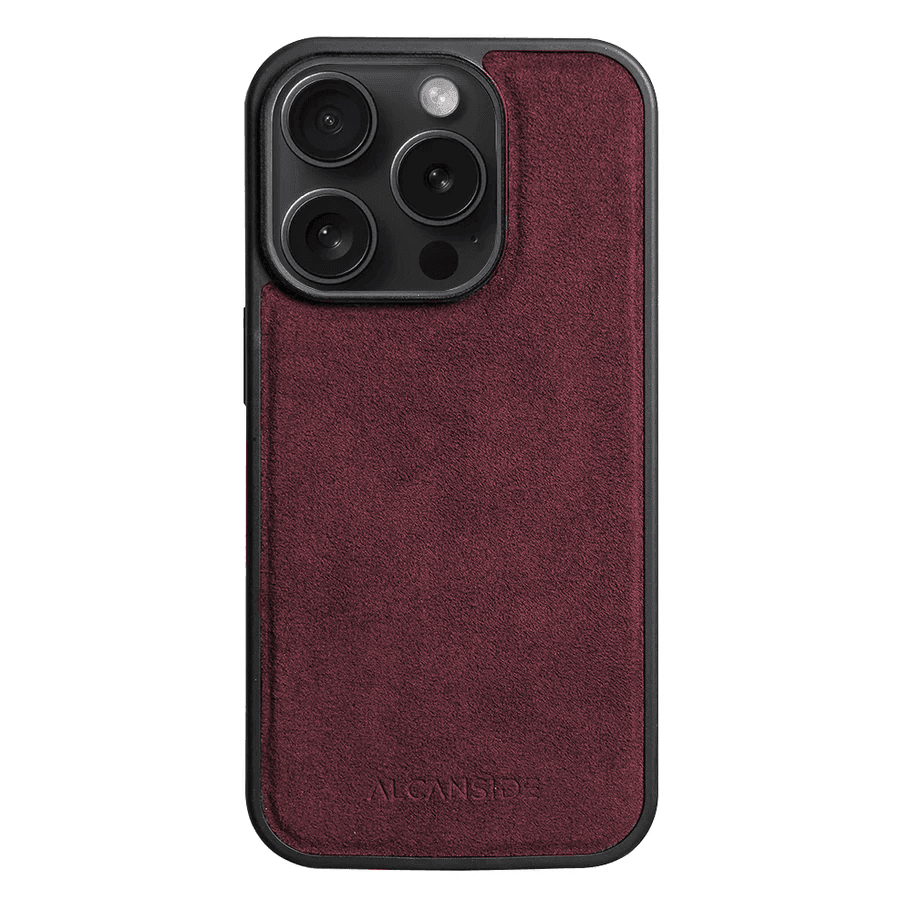 iPhone 15 Pro Max - Alcantara Back Cover - Wine Red - Alcanside