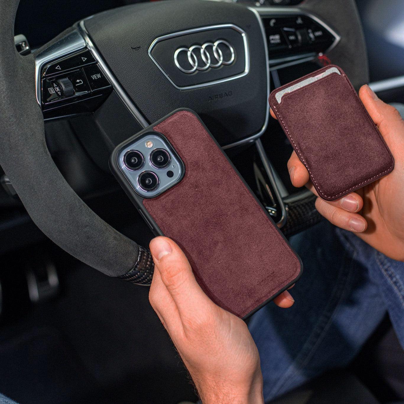 iPhone 16 Plus - Alcantara Back Cover - Wine Red - Alcanside