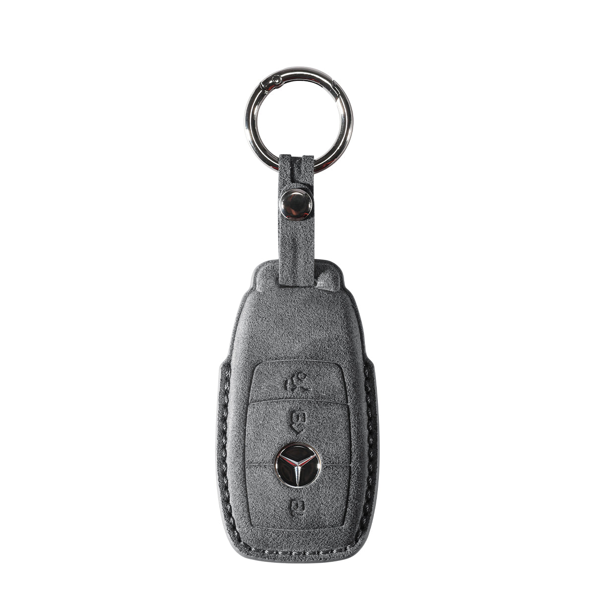 Alcantara Car Key Fob Cover for Mercedes-Benz | Model A with Buckle - Space Grey