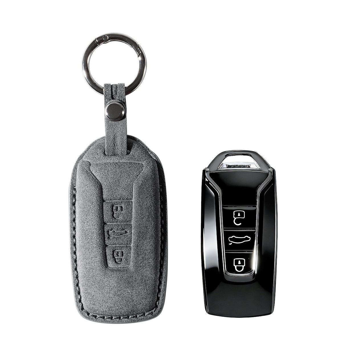Alcantara Car Key Fob Cover for Volkswagen | Model G with Buckle - Space Grey