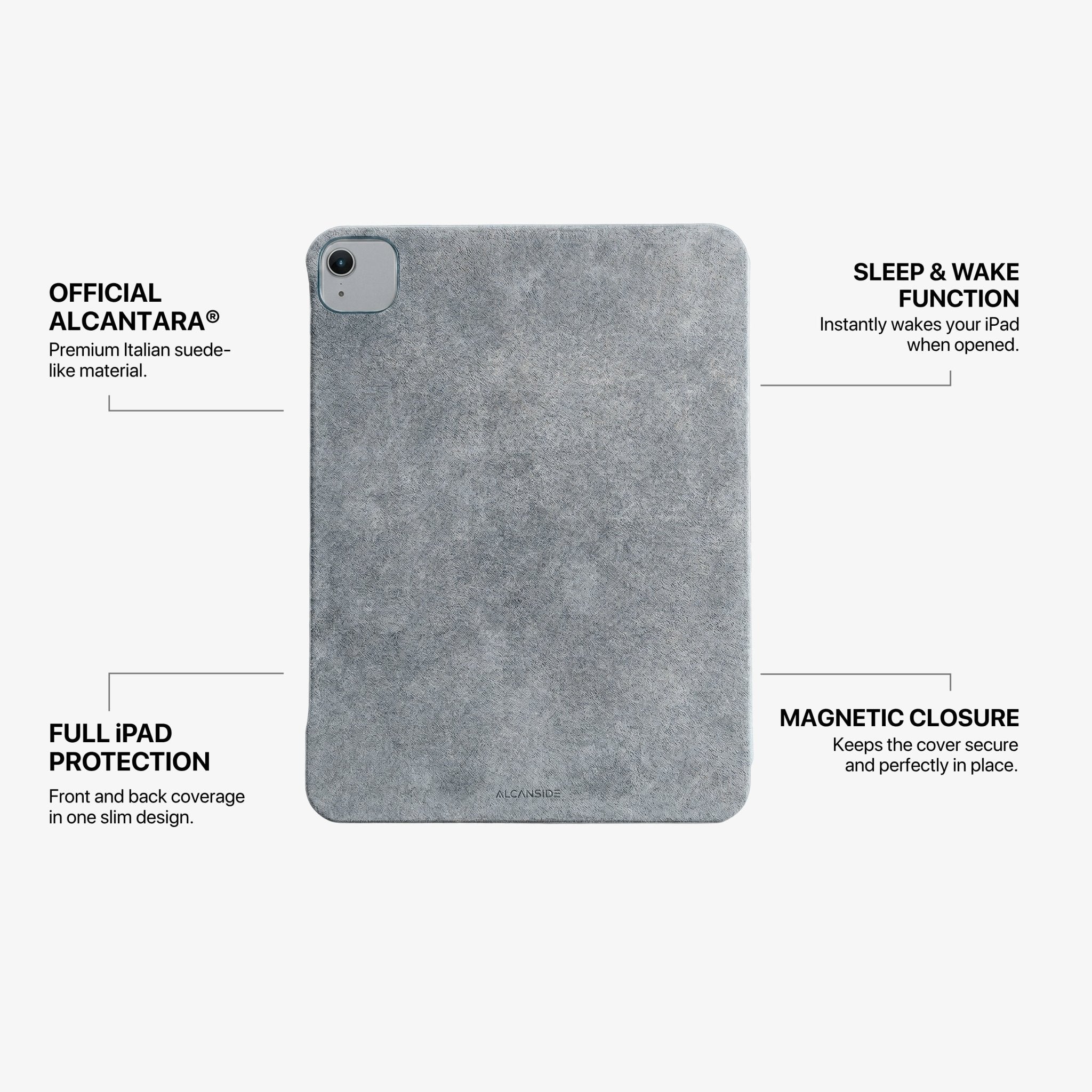 Alcantara iPad Cover - For iPad Air 11 inch (2024/2026) - Nardo Gray - Alcanside