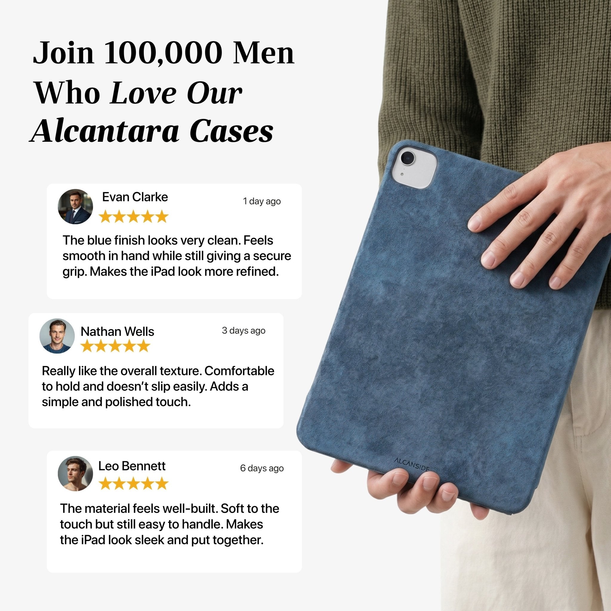 Alcantara iPad Cover - For iPad Air 11 inch (2024/2026) - Ocean Blue - Alcanside