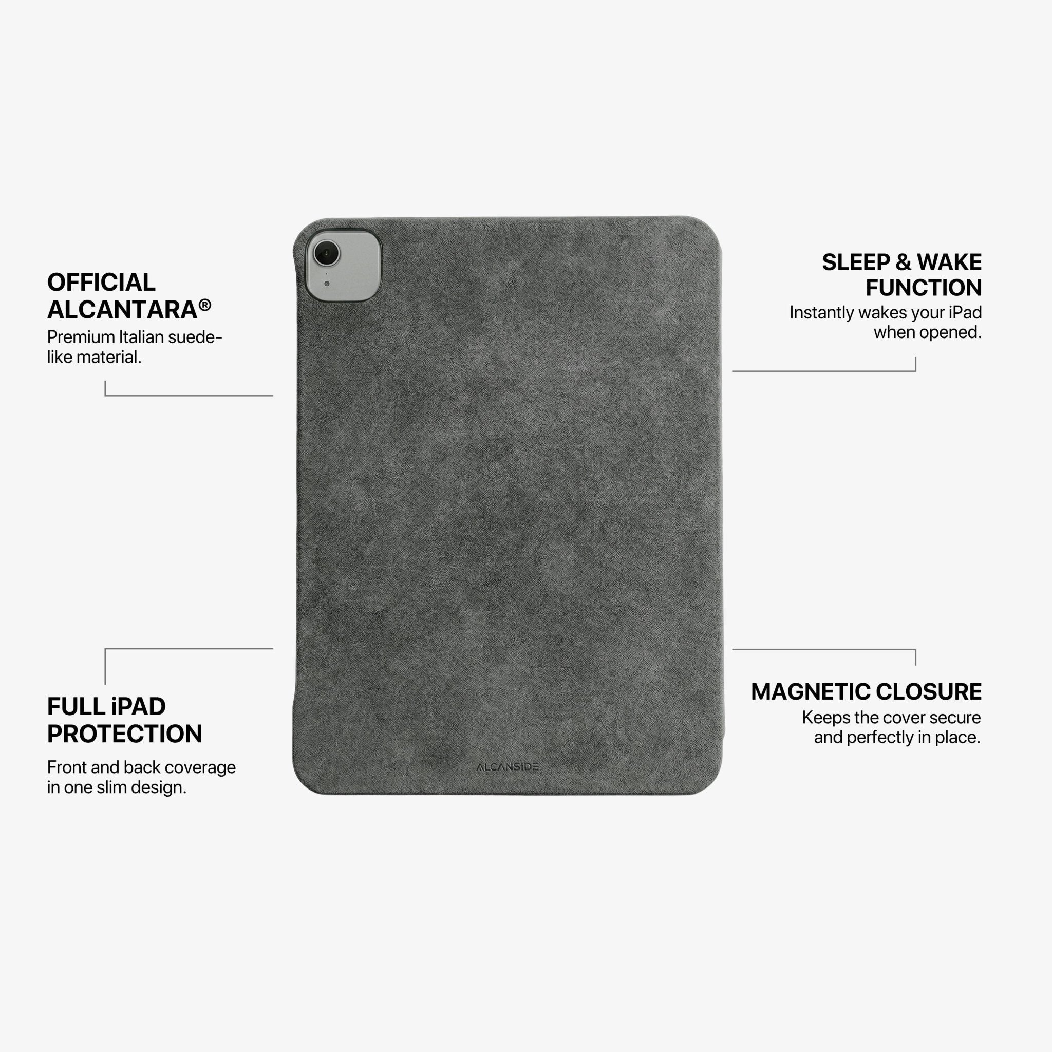 Alcantara iPad Cover - For iPad Air 2026  (13 inch) - Space Grey - Alcanside