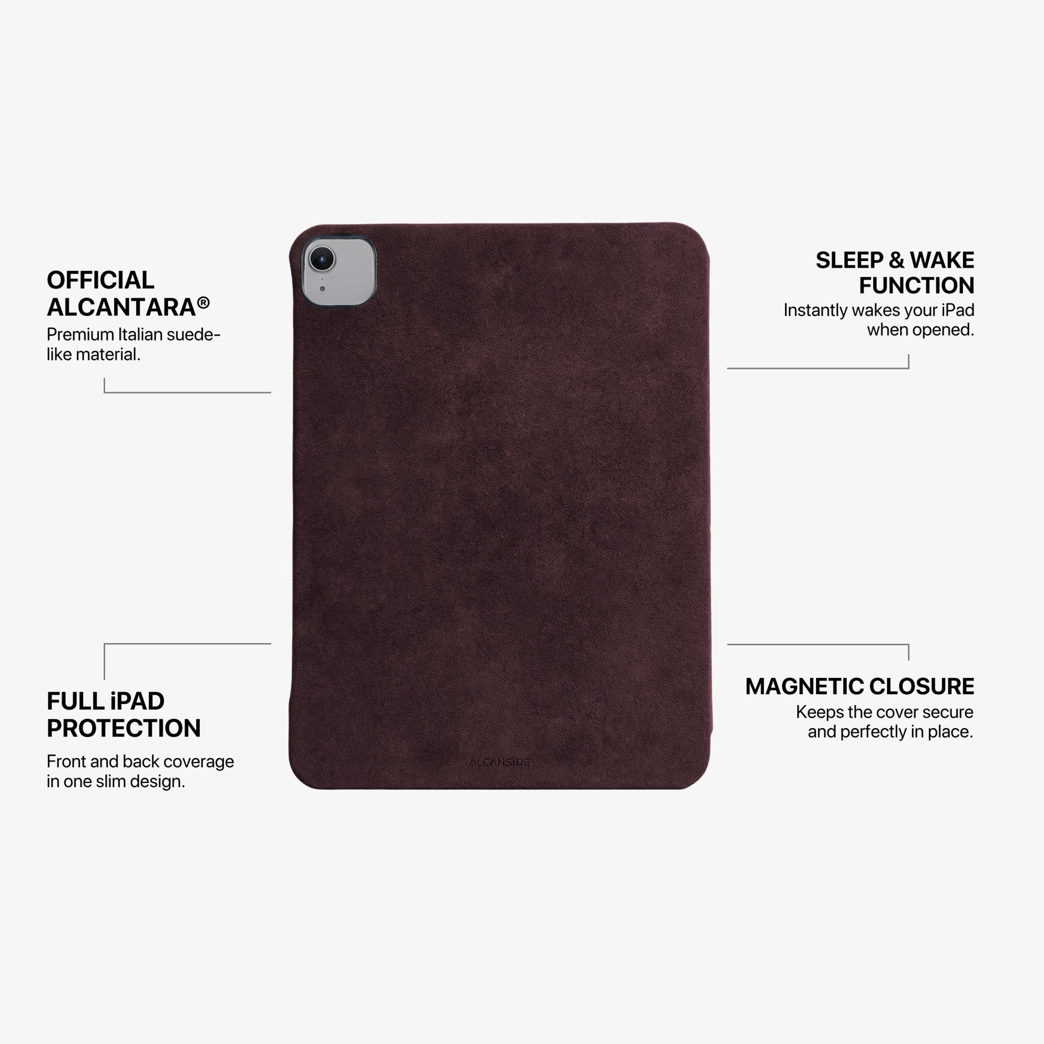 Alcantara iPad Cover - For iPad Air 2026  (13 inch) - Wine Red - Alcanside