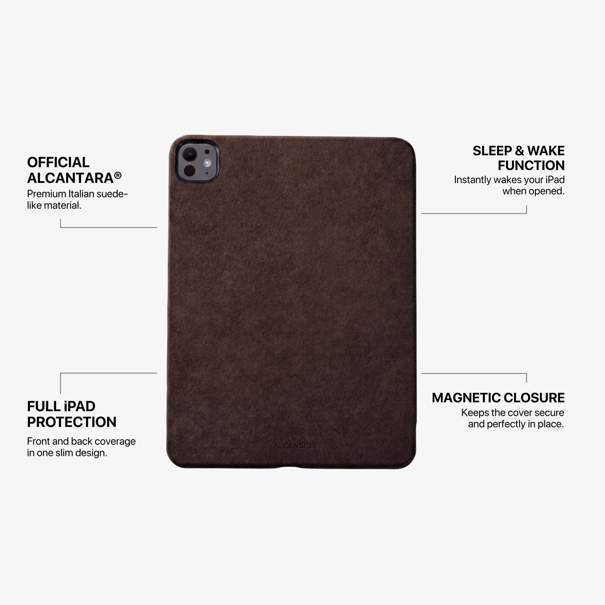 Alcantara iPad Cover - For iPad Pro (13 inch) - Chocolate Brown - Alcanside