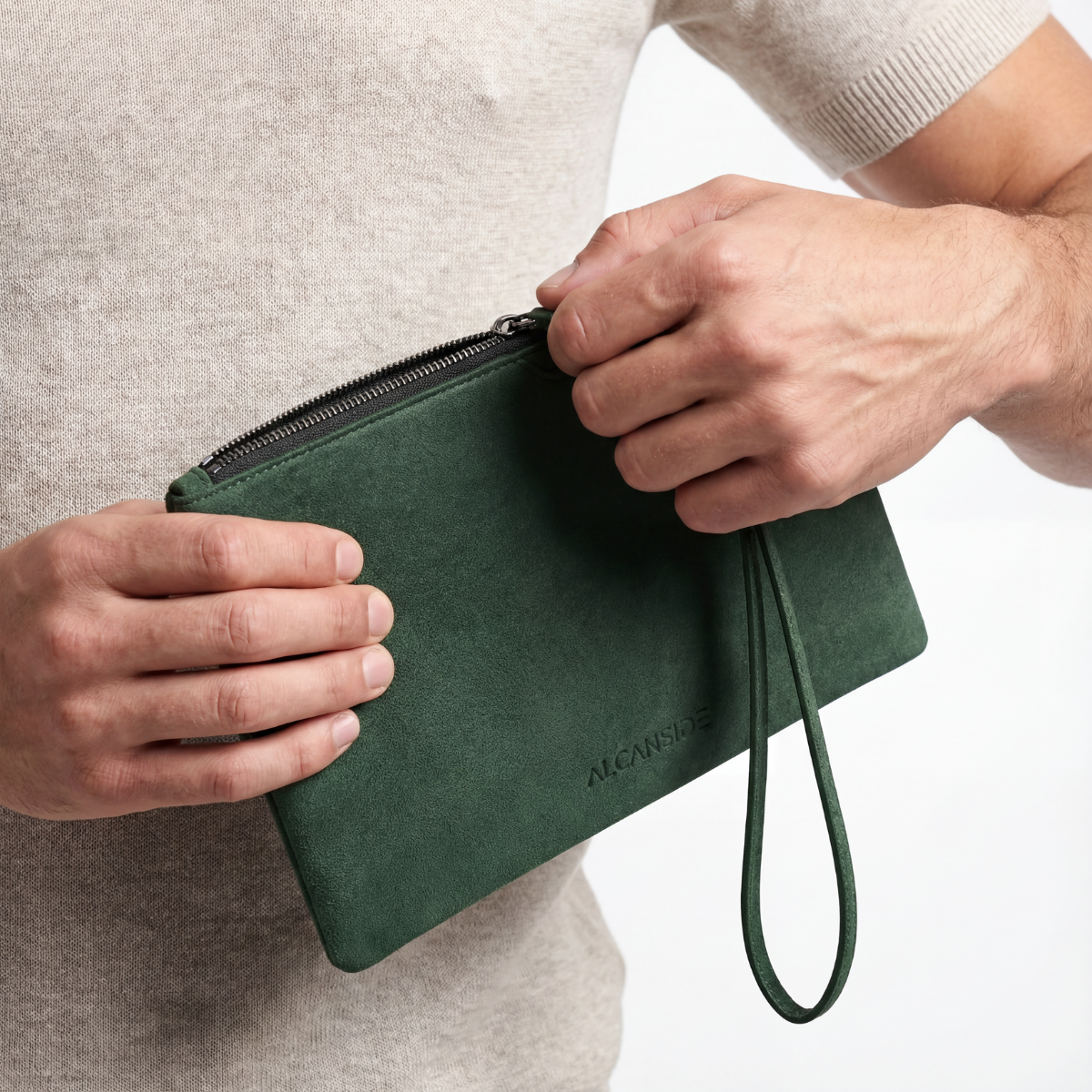 Alcantara Pouch - Midnight Green