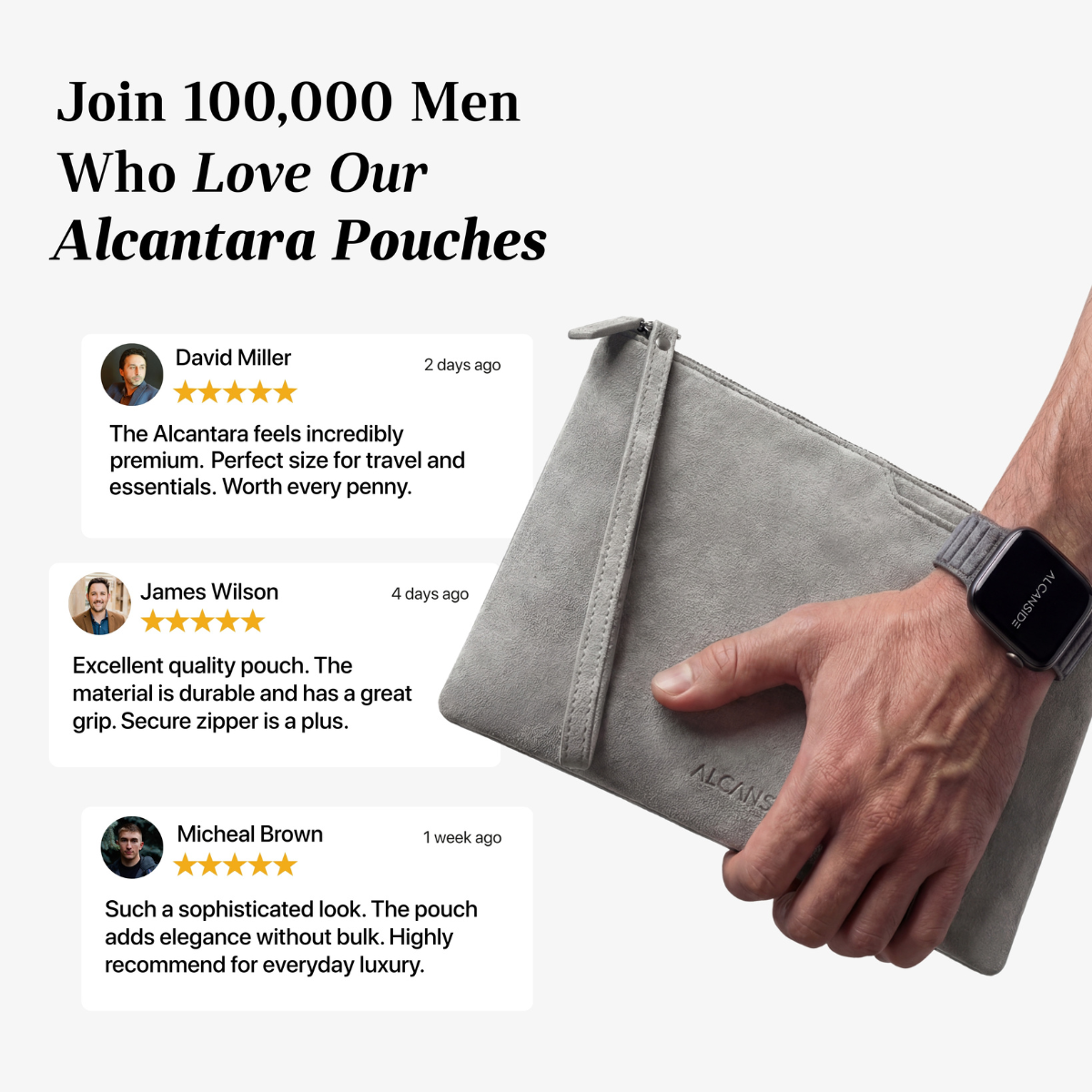 Alcantara Pouch - Nardo Gray