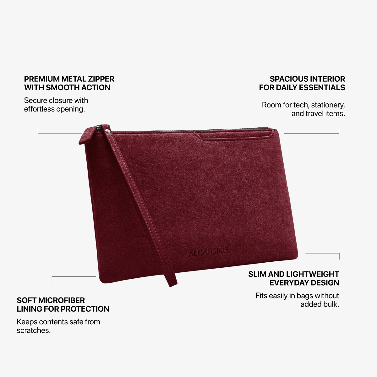 Alcantara Pouch - Wine Red